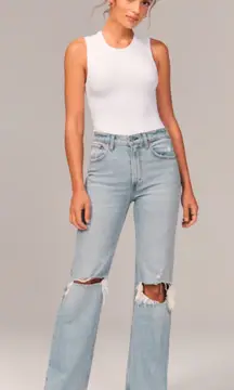 Abercrombie 90s High Rise Relaxed Fit Ankle Women's Light Wash Denim Jeans 31/12