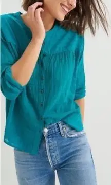 Anthropologie  x Pilcro and Letterpress Mila Top turquoise sz S