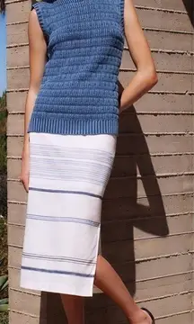 Three Dots blue stripe pencil skirt. NWOT