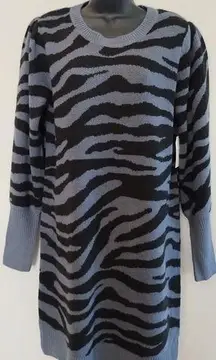 Time And True Gray & Black Zebra Print Sweater Dress Size L