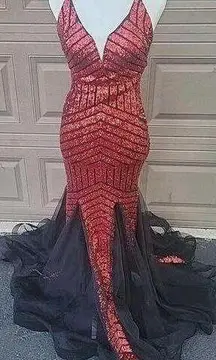 Jasz Couture 7411 Sequin Mermaid Pageant Prom Formal Dress Tulle Bottom Nice!