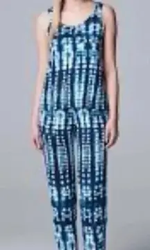 Simply Vera Wang Blue Tie Dye Pockets Tank Romper Sleepwear Size XXL NWT New