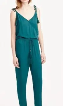 J. Crew Emerald Green Crepe Tassel Jumpsuit Size Large‎
