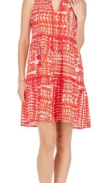 Joy Joy Tiered Trim Halter Dress in Red Rowan Size Small
