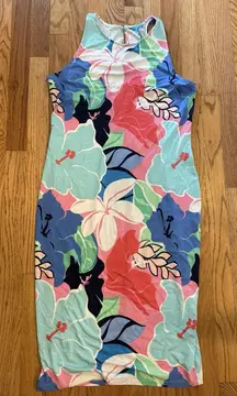 Tori Richard Come Closer Tropical Karley Floral Multi Midi Dress L NEW