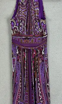 Jones New York Slip Dress 2P Purple Geometric Satin‎ Midi Retro Y2K Fairycore