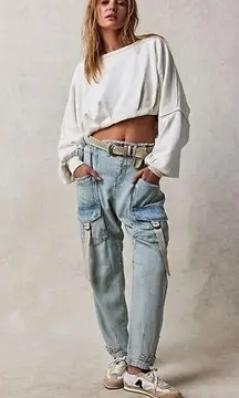 We the Free Hazel Pull On Drop Waist Barrel Leg Jeans