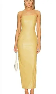 Camila Coelho Bruna Faux Leather Maxi Dress in Citrine