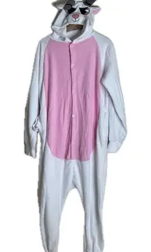 Goat Kigurumi One-piece Pajamas unisex Medium White Pink Hooded Fleece Costume