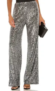 NBD x Revolve NWT Saturday Love Silver Sequin Ultra High Waist Holiday Pants