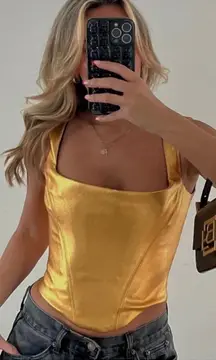 House Of CB Karia Gold Corset Top size‎ S NWOT