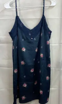 Abercrombie & Fitch women's blue lace floral satin slip‎ lined dress intimates L