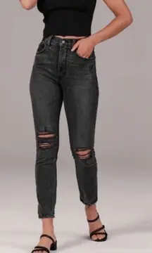 Abercrombie & Fitch Black Skinny High Rise Distressed Jeans