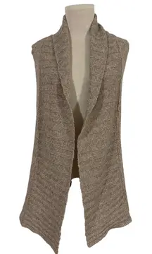 Old Navy Women's M Vintage Knitted Beige Long Vest Cardigan Sweater Wool Blend