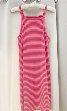 Topshop  Striped Swing Summer Dress Peach Orange and White Size 8