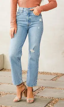 Levi’s® Ribcage Ripped High Waist Ankle Straight Leg Jeans (Samba Done)