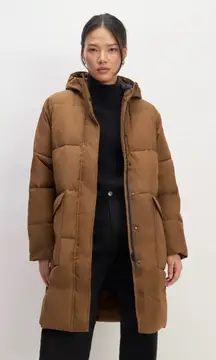 Everlane The ReNew Long Puffer Coat in Chestnut Brown (Small)