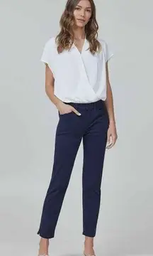 Lila Ryan Womens The Pert Tapered Trousers Pants Navy Blue Size 4 Ruffle Pocket