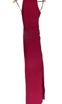 Chiara Boni Maroon High Neckline Maxi Dress