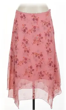 NWT Free People Garden Party Midi Maxi Skirt Asymmetrical Floral Skirt in Pink