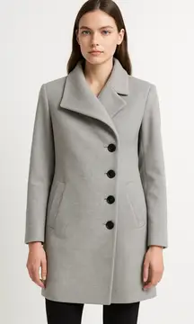 ZARA Women Light Gray Wool Blend Coat Asymmetrical Collar Button Front M