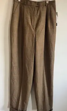 Lauren Ralph Lauren Petite Houndstooth Wool Blend Career Trousers Camel 10P