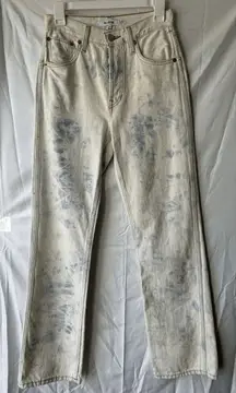 RE/DONE 90s High Rise Loose Straight Leg Jeans in Sunbleached Tie Dye Size 24