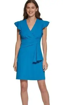 DKNY Side-drape Dress In Vivid Blue Size 8