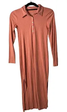 Aerie‎ ribbed Henley long collared dress women’s size XS