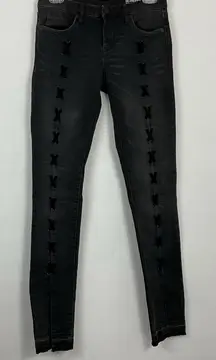 Blank NYC Skinny‎ Classique Lace Up Front Black Jeans Size 26