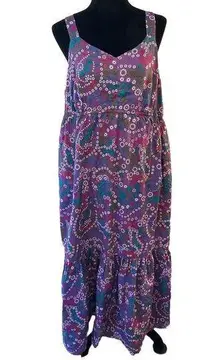 AVENUE 24/7 Plus Size 20W Maxi Sun Dress Purple Floral Sleeveless Cotton Boho