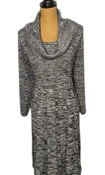 Catherines Sweater Dress Cowl Neck Marled Knit  Plus 3X Gray Black Cabincore NWT