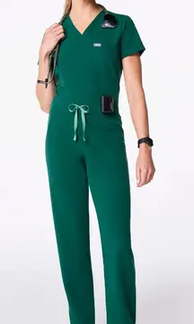 Figs High Waisted Livingston Basic Scrub Pants in Hunter Green, Size Medium