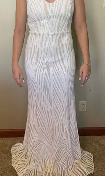 White Sequin Formal Dress