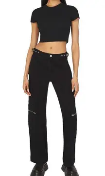 WeWoreWhat Utility Straight Jeans Twill Stretch Black Denim Pockets US 28 NWT