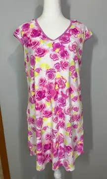 Betsey Johnson Floral Hooded Swim Cover Up Pink‎ Rose Blossom size M BIN R