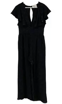 Daytrip Sz M Romper Maxi Dress Short Cap Sleeve Deep V-neck Keyhole Back Duster