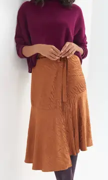 Anthropologie Maeve | Tamra Jacquard Animal Print Faux Wrap Midi Skirt - Size 0