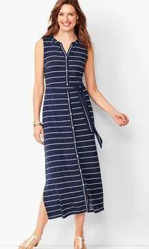 ✨TALBOTS  BUTTON-FRONT STRIPE JERSEY MAXI SZ LARGE DRESS✨