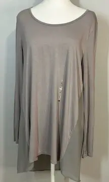 🆕‎ Red by the Buckle light gray mixed media sheer long sleeve top size M BIN Q