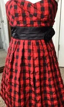 Red and black short formal dress