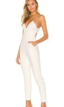 NBD Revolve  Star White Linen Blend Cut Out Back Strappy Jumpsuit XXS NWT