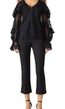 Alexis Women's‎ Black Lace Ruffled Long Sleeve Edina Sheer Blouse Top Size XS