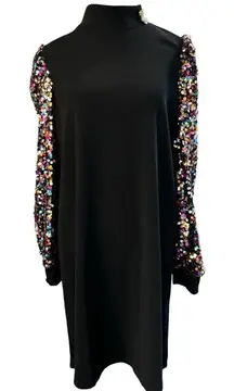 NWOT SHEIN Black Sequined Sleeves Dress.