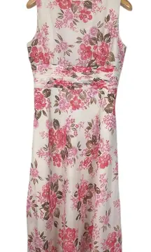 Vintage Y2K Positive Attitude Women’s 12 Petite Cream & Pink Floral Tank Dress