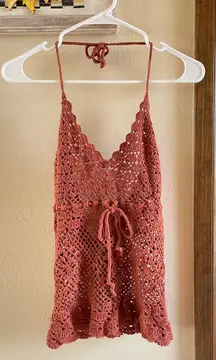 Vintage Crochet Halter Tank Top Medium