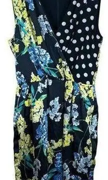 Slate & Willow size 10 Mixed Polka Dot Floral Mini Surplice Dress Women's RTR