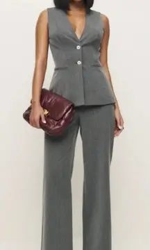 REFORMATION Pinstripe Saylor Matching Set 2 Piece Vest Pants Size 10 NWT