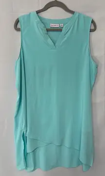 Woman’s Susan Graver Size 16 Teal Tank Blouse.