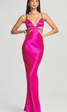 Retrofete Selma Dress in Neon Pink Size XL Cutouts Maxi Sleeveless NWT